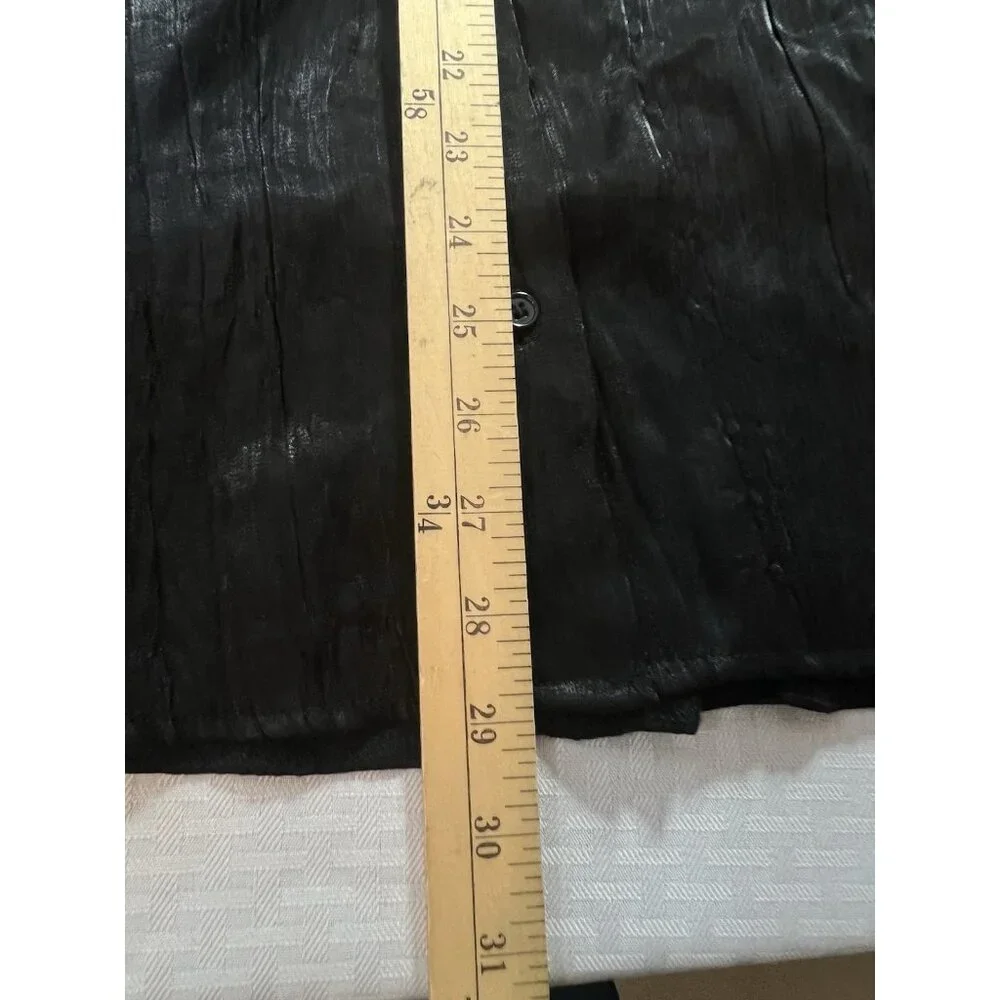 Forever 21‎ Long Sleeve Button Black Crinkle Slit Sides Women’s Size Large NWT - Picture 11 of 16